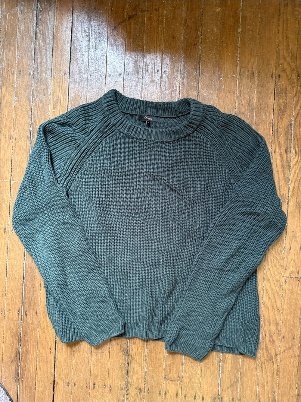 Quince Women’s Organic Cotton Forest Green Crewneck Sweater